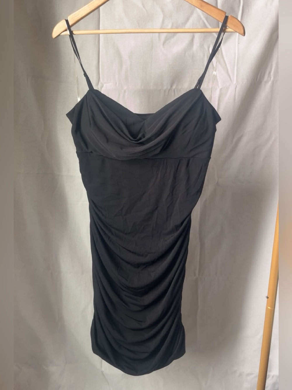Emerald Sundae Black Cowl Neck Midi Dress